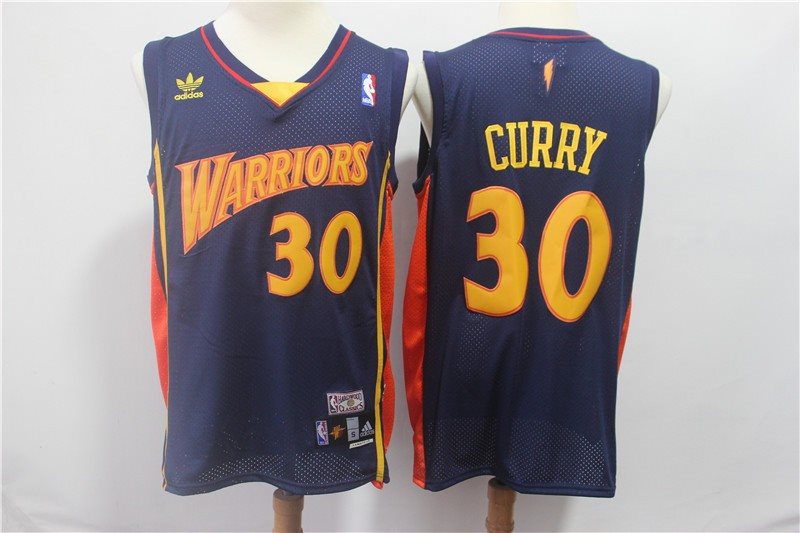 NBA Warriors 30 Stephen Curry Navy Hardwood Classics Men Jersey