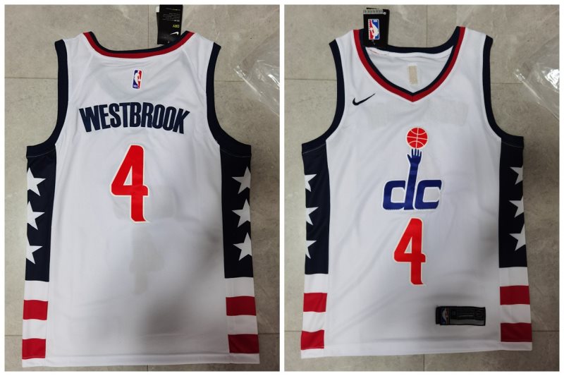 NBA Washington Wizards 4 Westbrook White Men Jersey