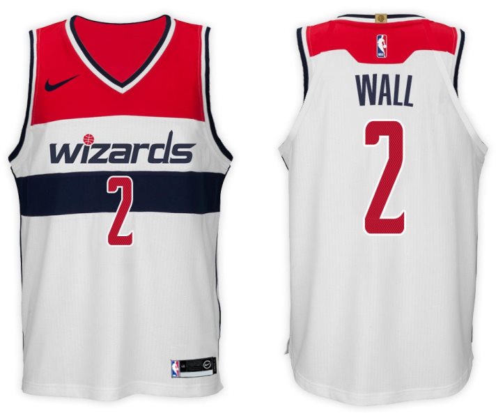 Nike NBA Washington Wizards 2 John Wall Jersey 2017 18 New Season White Jersey