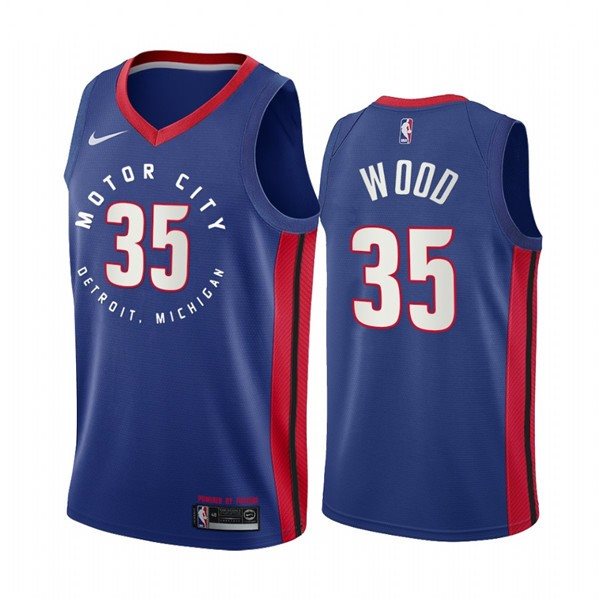 NBA Pistons 35 Christian Wood Navy 2020-21 City Edition Nike Men Jersey