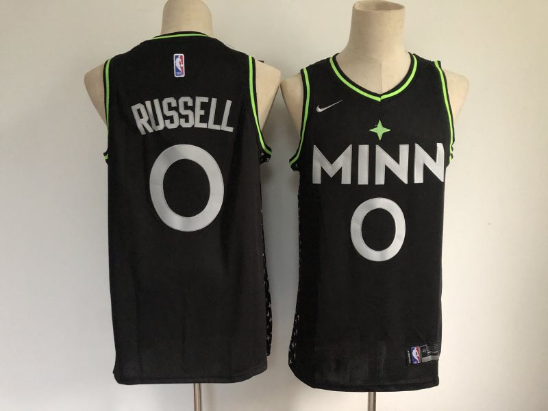 NBA Timberwolves 0 D' Angelo Russell Black 2020 City Edition Nike Men Jersey