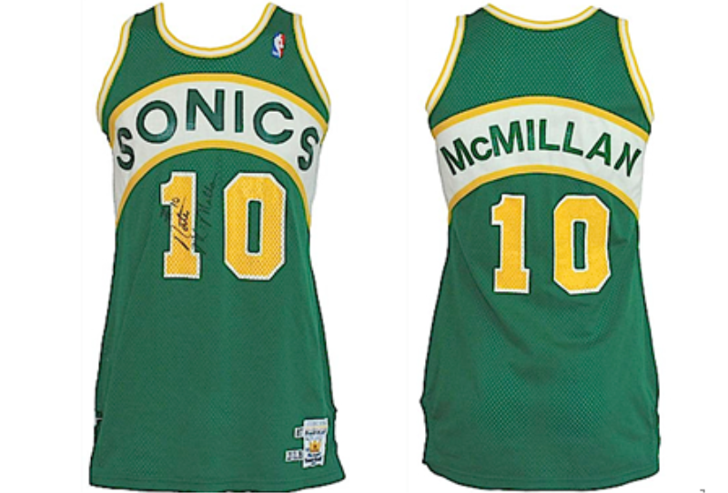 NBA SuperSonics 10 Nate McMillan Green Men Jersey