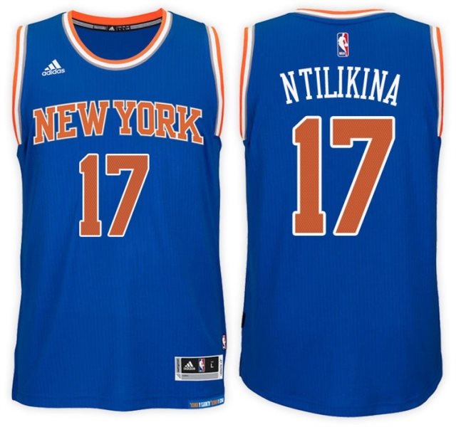 NBA Knicks 17 Frank Ntilikina Blue 2017 NBA Draft Men Jersey