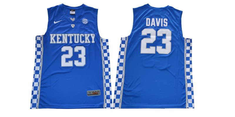 NCAA Kentucky Wildcats 23 Anthony Davis Towns Blue College Basketball Men Jersey