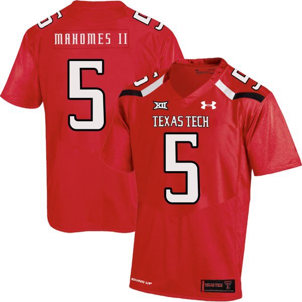 NCAA Texas Tech Red Raiders 5 Patrick Mahomes Red College Football Men Jersey