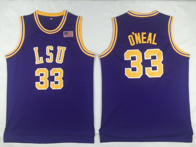 NCAA LSU Tigers 33 Shaquille ONeal Purple Men Jersey