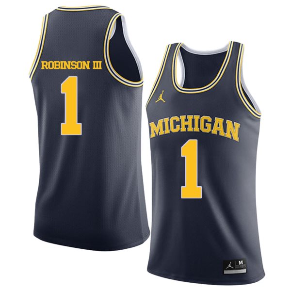 NCAA University of Michigan 1 Glenn Robinson III Navy College Basketball Men Jersey