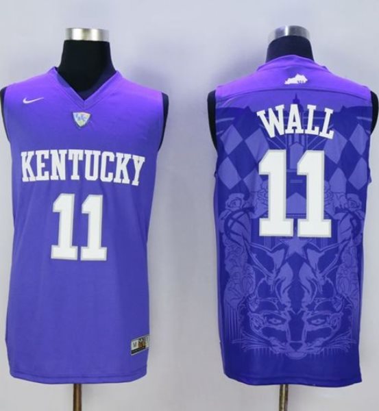NCAA Kentucky Wildcats 11 John Wall Blue Basketball Men Jersey