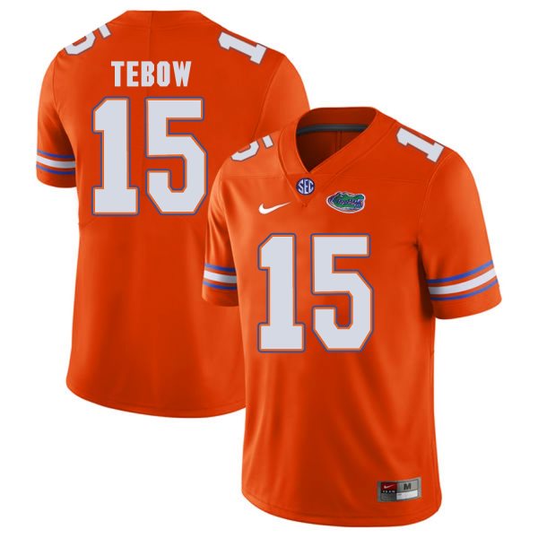 NCAA Florida Gators 15 Tim Tebow Orange College Football Men Jersey