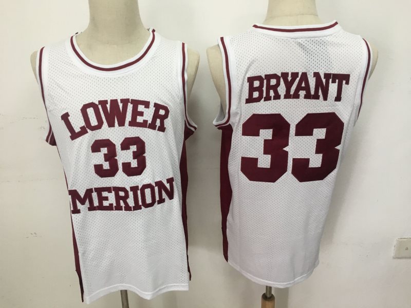 High School Lower Merion No.33 Kobe Bryant White Men Basketball Jersey