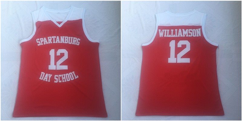 NCAA Spartanburg Griffins 12 Zion Williamson Red High School Basketball Men Jersey