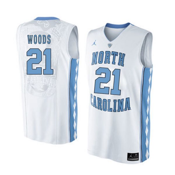 NCAA North Carolina Tar Heels 21 Seventh Woods White Basketball Men Jersey