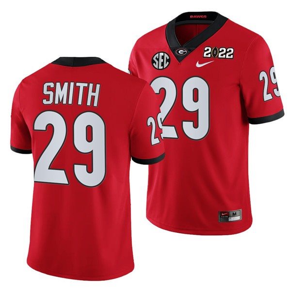 NCAA Georgia Bulldogs 29 Christopher Smith 2022 Patch Red College Football Limited Men Jersey