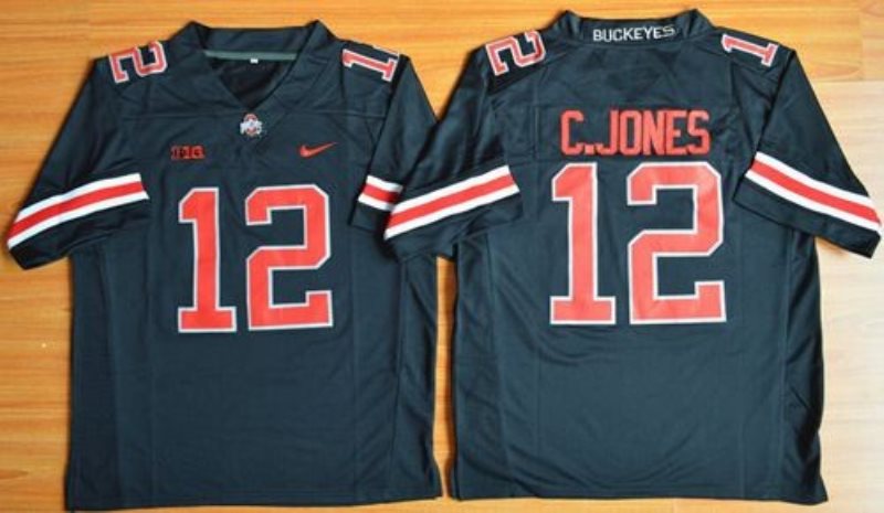 NCAA Ohio State Buckeyes 12 Cardale Jones Black(Red ) Limited Men Jersey With BIG Patch