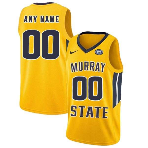 NCAA Murray State Racers Customized Yellow College Basketball Men Jersey
