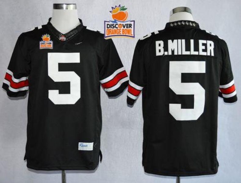 NCAA Ohio State Buckeyes 5 Braxton Miller Black Limited 2014 Discover Orange Bowl Patch Men Jersey