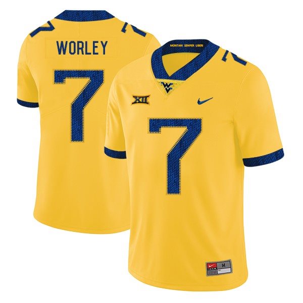 NCAA West Virginia Mountaineers 7 Daryl Worley Yellow College Football Men Jersey