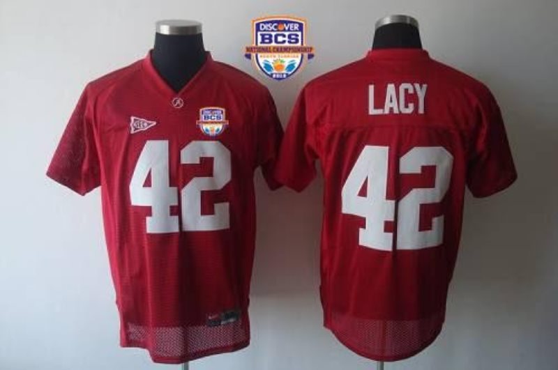 NCAA Alabama Crimson Tide 42 Eddie Lacy Red 2013 BCS National Championship Men Jersey