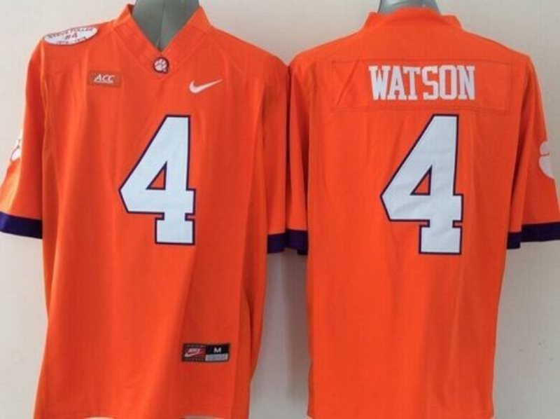 NCAA Clemson Tigers 4 Deshaun Watson Orange Limited Men Jersey