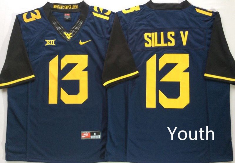 NCAA West Virginia Mountaineers 13 David Sills V Navy College Football Youth Jersey