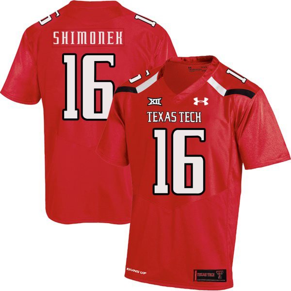 NCAA Texas Tech Red Raiders 16 Nic Shimonek Red College Football Men Jersey