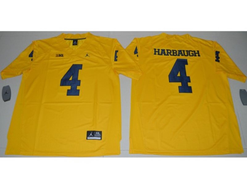 NCAA Michigan Wolverines 4 Jim Harbaugh Yellow Limited Youth Jersey