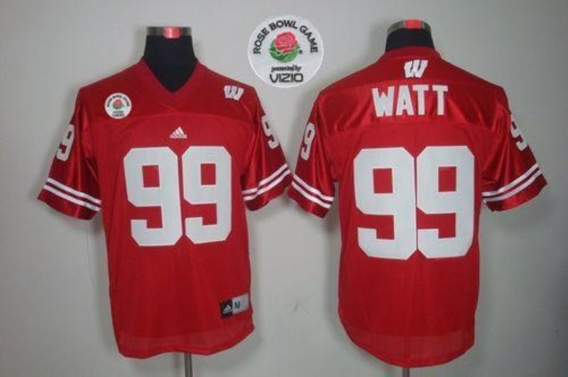 NCAA Wisconsin Badgers 99 J.J. Watt Red Rose Bowl Game Men Jersey