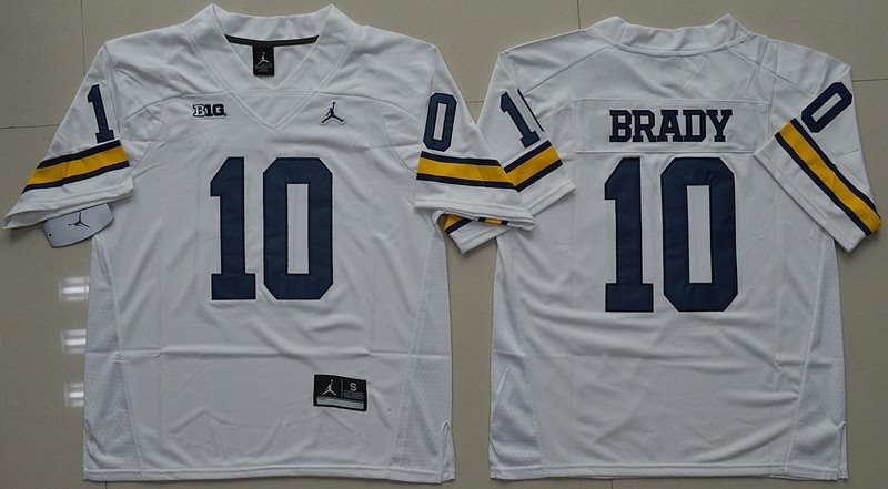 NCAA Michigan Wolverines 10 Tom Brady White Limited Youth Jersey