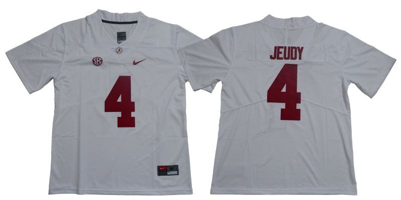 NCAA Alabama Crimson Tide 4 Jerry Jeudy White Legend Limited Men Jersey