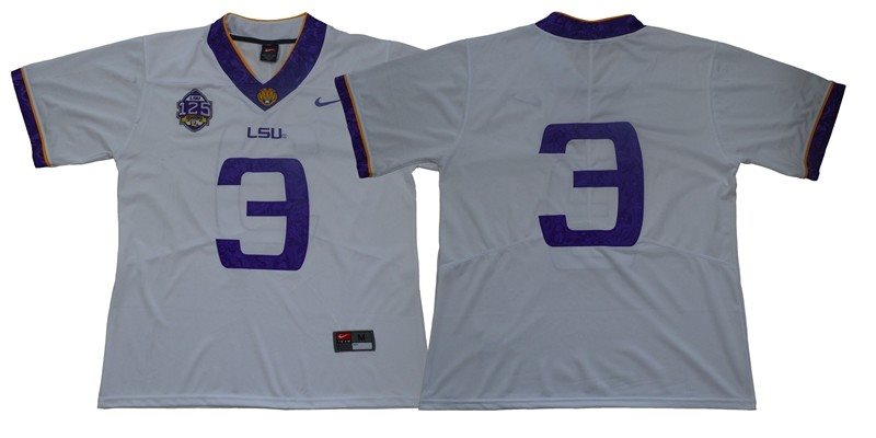NCAA LSU Tigers 3 Odell Beckham Jr College Limited Football White Men Jersey With 125th Anniversary Patch