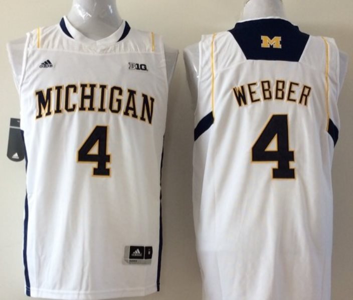 NCAA Michigan Wolverines 4 Chris Webber White Basketball Men Jersey