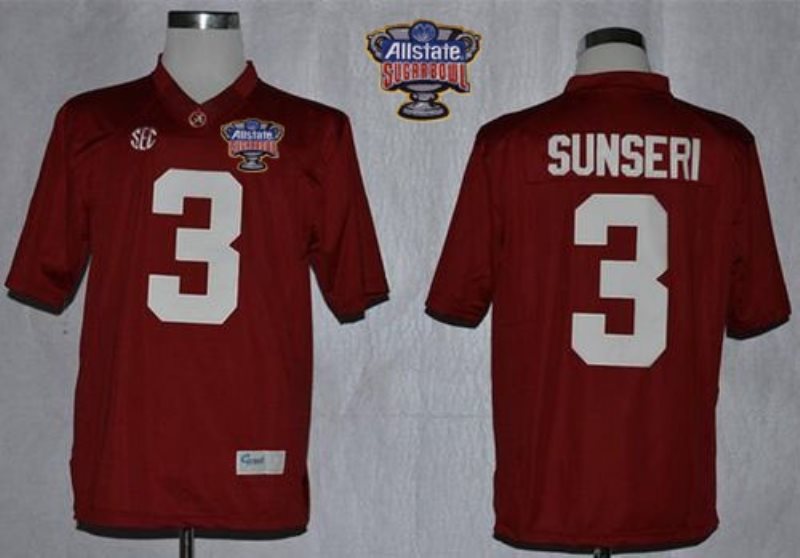 NCAA Alabama Crimson Tide 3 Vinnie Sunseri Red Limited 2014 Sugar Bowl Patch Men Jersey