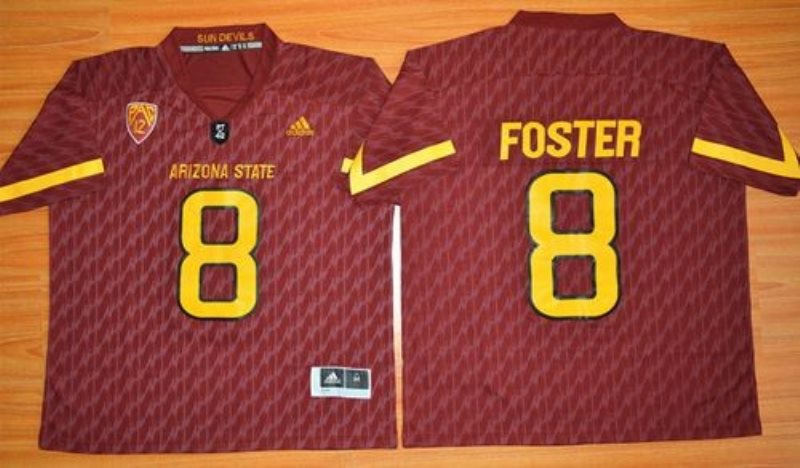 NCAA Arizona State Sun Devils 8 D. J. Foster New Red Basketball PAC-12 Patch Men Jersey