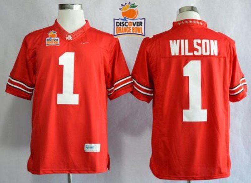 NCAA Ohio State Buckeyes 1 Dontre Wilson Red Limited 2014 Discover Orange Bowl Patch Men Jersey