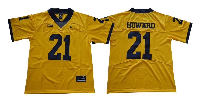 NCAA Michigan Wolverines 21 Desmond Howard Gold College Football Legend Men Jersey