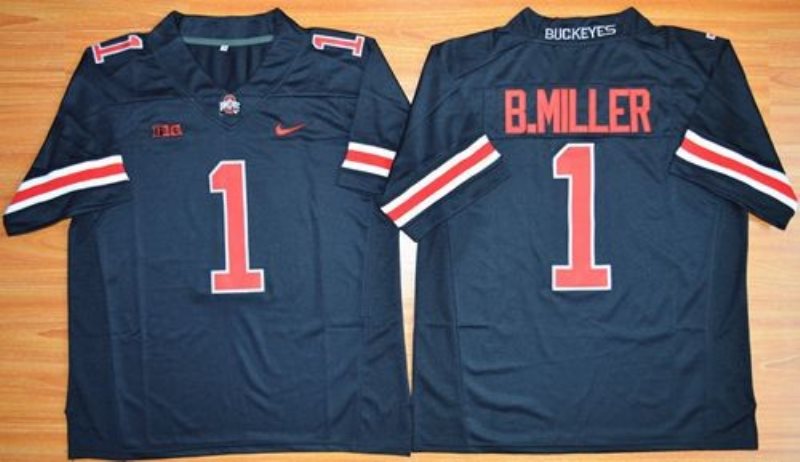 NCAA Ohio State Buckeyes 1 Braxton Miller Black(Red ) Limited Men Jersey With BIG Patch