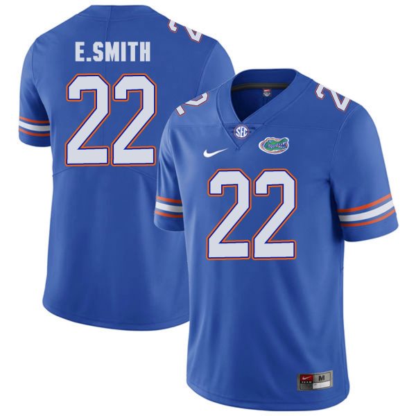NCAA Florida Gators 22 E.Smith Blue College Football Men Jersey