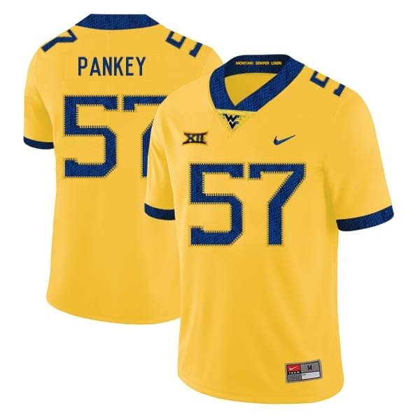 NCAA West Virginia Mountaineers 57 Adam Pankey Yellow College Football Men Jersey