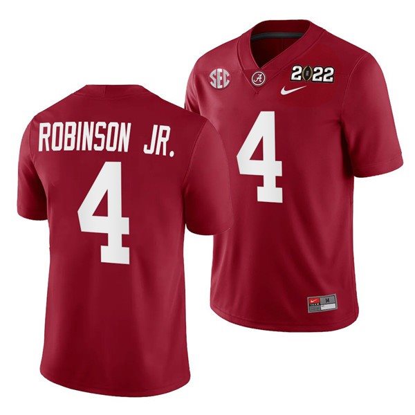 NCAA Alabama Crimson Tide 4 Brian Robinson Jr. 2022 Patch Red College Football Limited Men Jersey