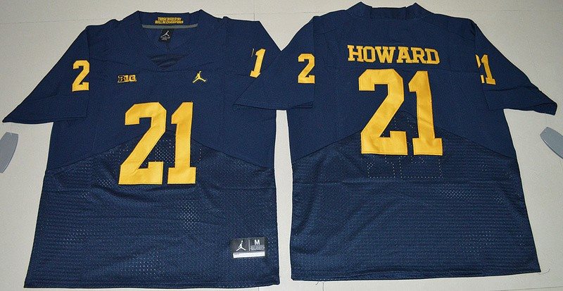 NCAA Michigan Wolverines 21 Desmond Howard Navy Blue Football 2016 Jordan Brand Elite Men Jersey