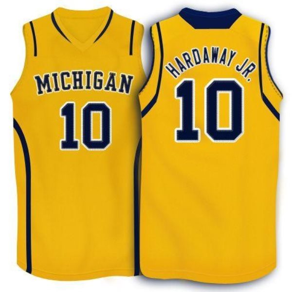 NCAA Michigan Wolverines 10 Tim Hardaway Jr. Gold Basketball Men Jersey