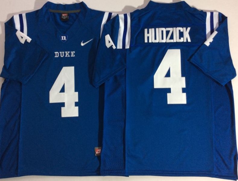NCAA Duke Blue Devils 4 Myles Hudzick Blue College Football Men Jersey