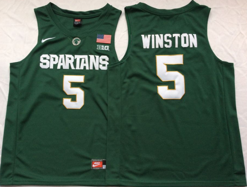 NCAA Michigan State Spartans 5 Jameis Winston College Green Basketball Men Jersey
