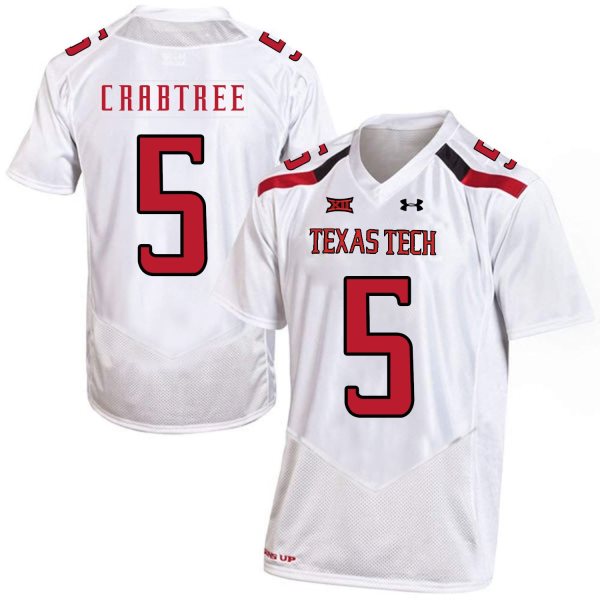 NCAA Texas Tech Red Raiders 5 Michael Crabtree White College Football Men Jersey