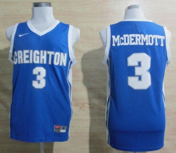 NCAA Creighton Bluejays 3 Doug McDermott Light Blue Basketball Men Jersey