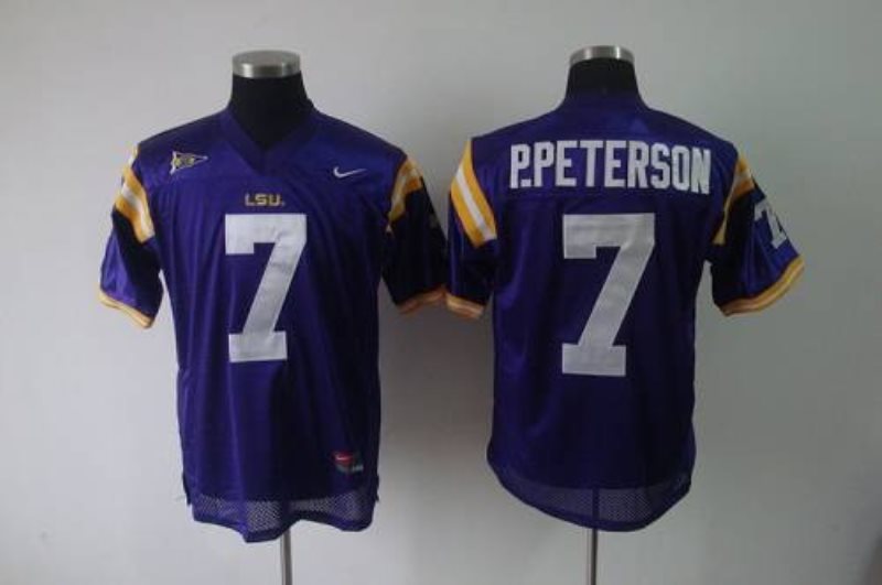 NCAA LSU Tigers 7 P.Peterson Purple Men Jersey