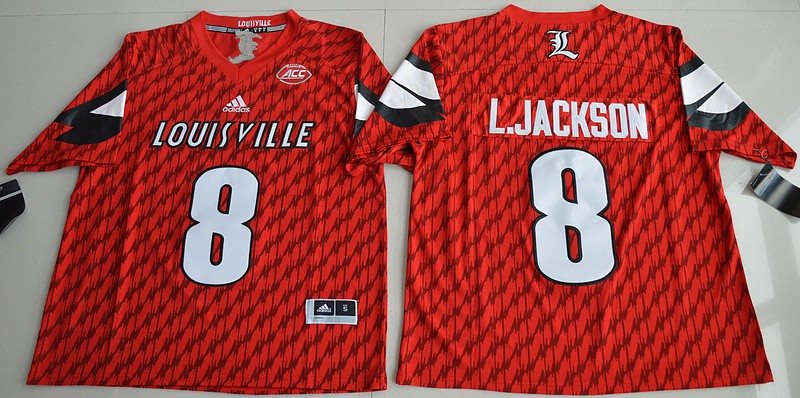 NCAA Louisville Cardinals 8 Lamar Jackson Red College Football New Men Jersey