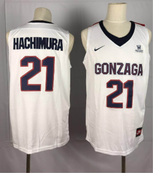 NCAA Gonzaga Bulldogs 21 Rui Hachimura White College Basketball Men Jersey