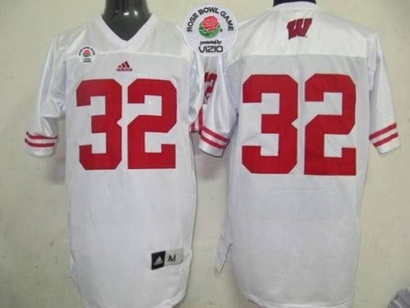 NCAA Wisconsin Badgers 32 White Rose Bowl Game Men Jersey