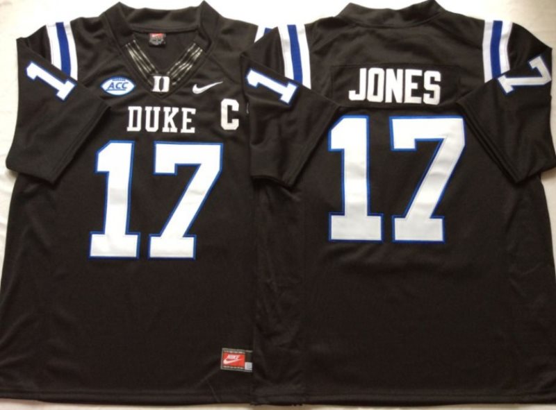 NCAA Duke Blue Devils 17 Daniel Jones Black College Football Men Jersey